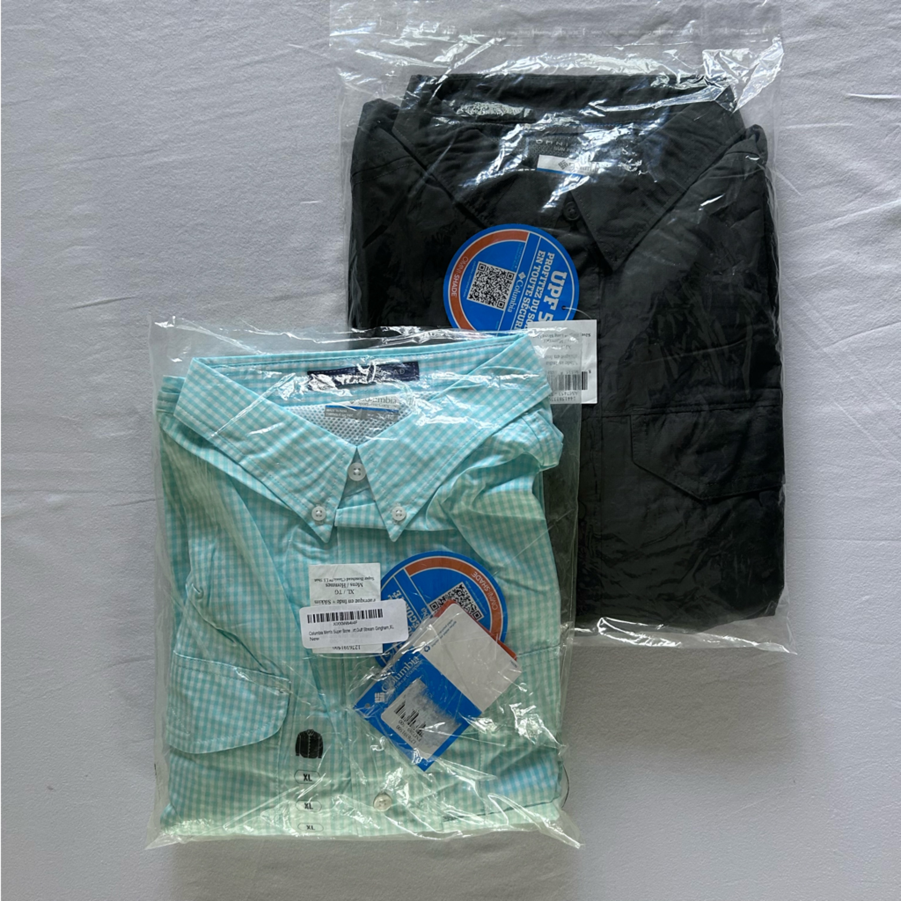 Columbia Pfg Fishing Shirt Bundle Xl Gray Green Check Vented Nwt 2 Pack